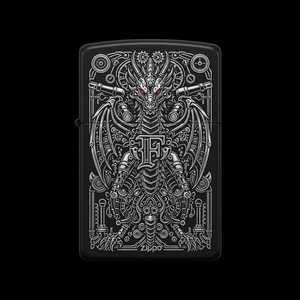 Zippo Ejderha Figürlü F Harfli Tasarım - V80