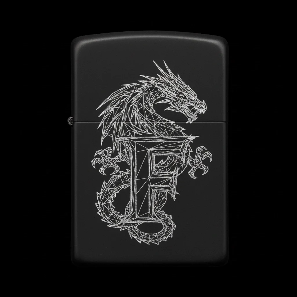 Zippo Ejderha Figürlü F Harfli Tasarım - V86