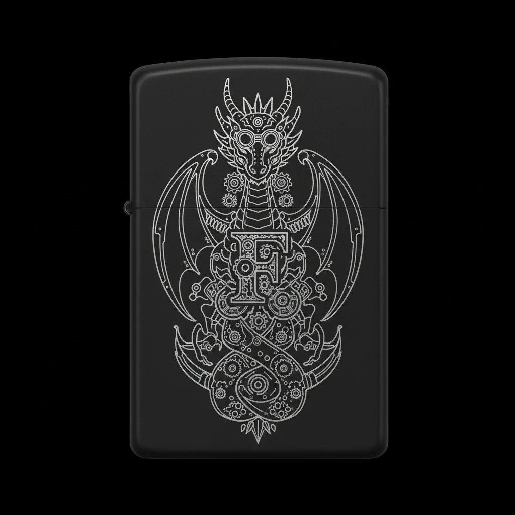 Zippo Ejderha Figürlü F Harfli Tasarım - V95