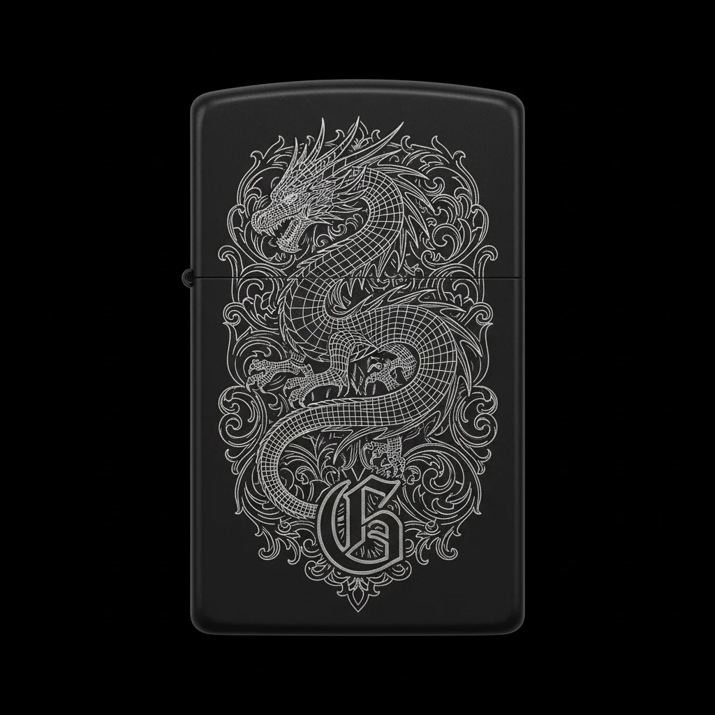 Zippo Ejderha Figürlü G Harfli Tasarım - V1