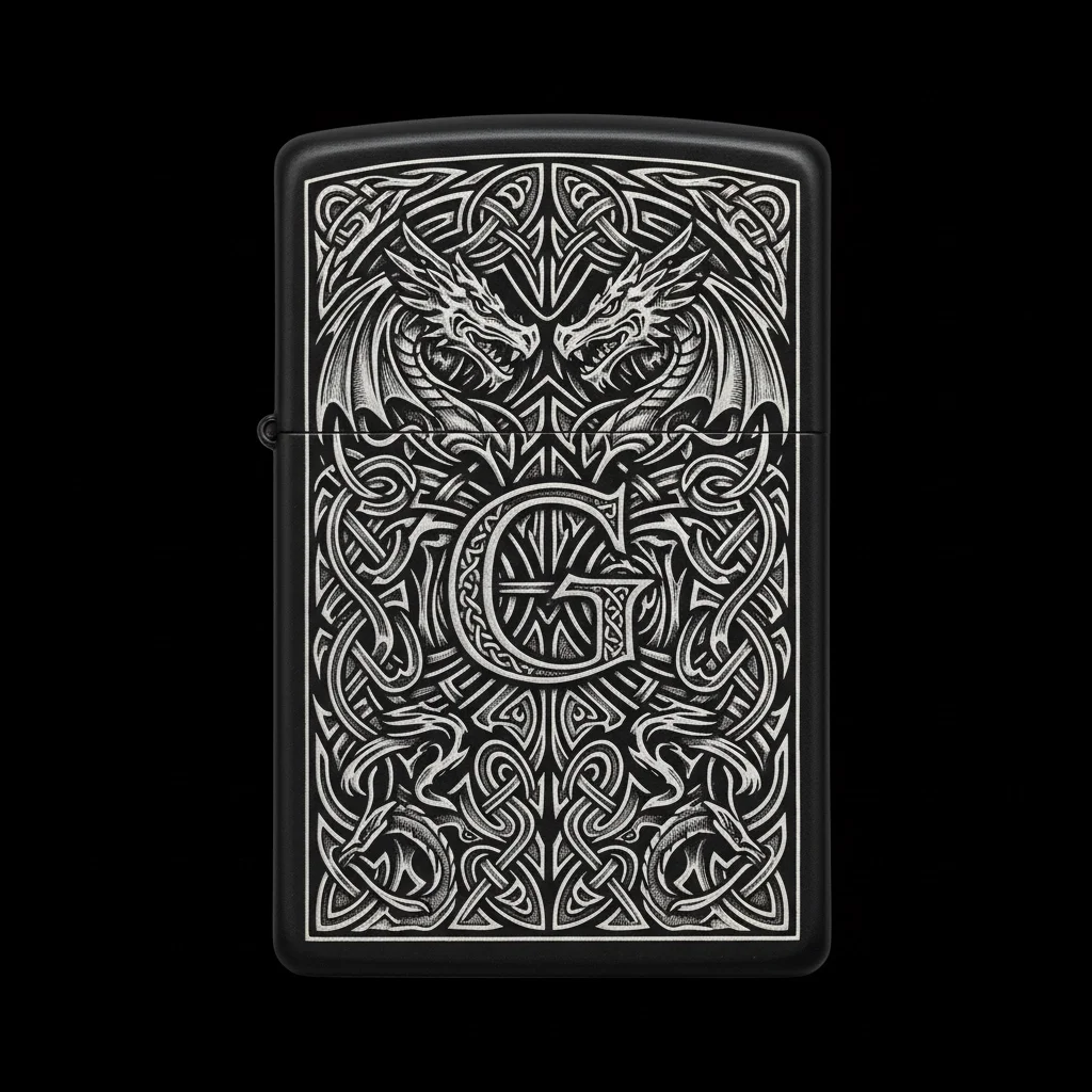 Zippo Ejderha Figürlü G Harfli Tasarım - V14