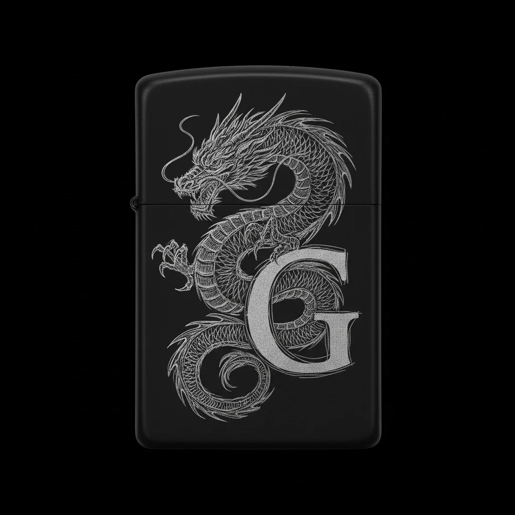 Zippo Ejderha Figürlü G Harfli Tasarım - V20