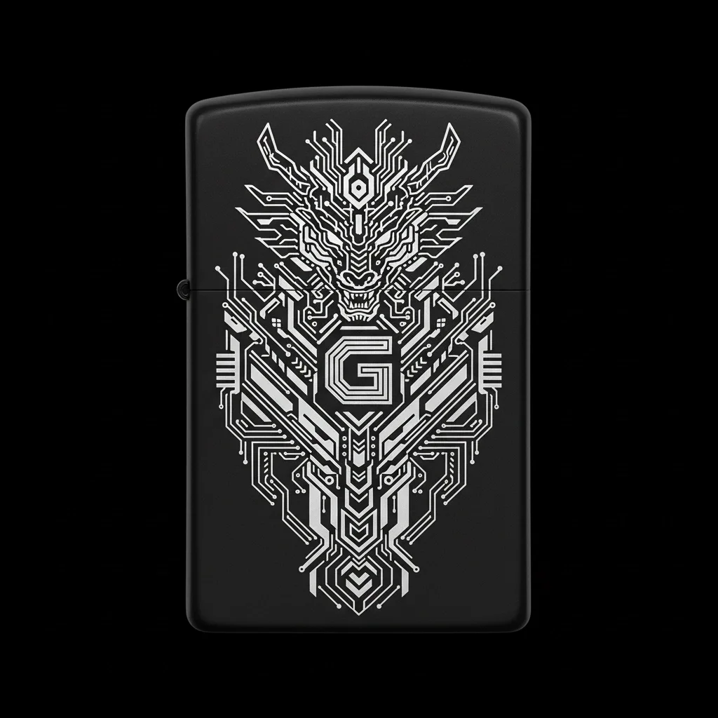 Zippo Ejderha Figürlü G Harfli Tasarım - V22
