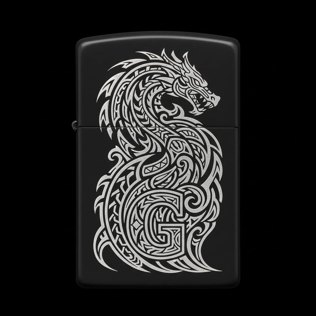Zippo Ejderha Figürlü G Harfli Tasarım - V23