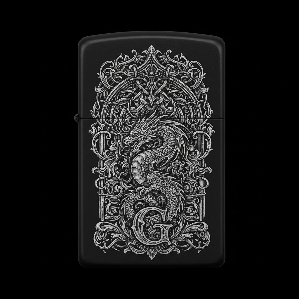 Zippo Ejderha Figürlü G Harfli Tasarım - V25