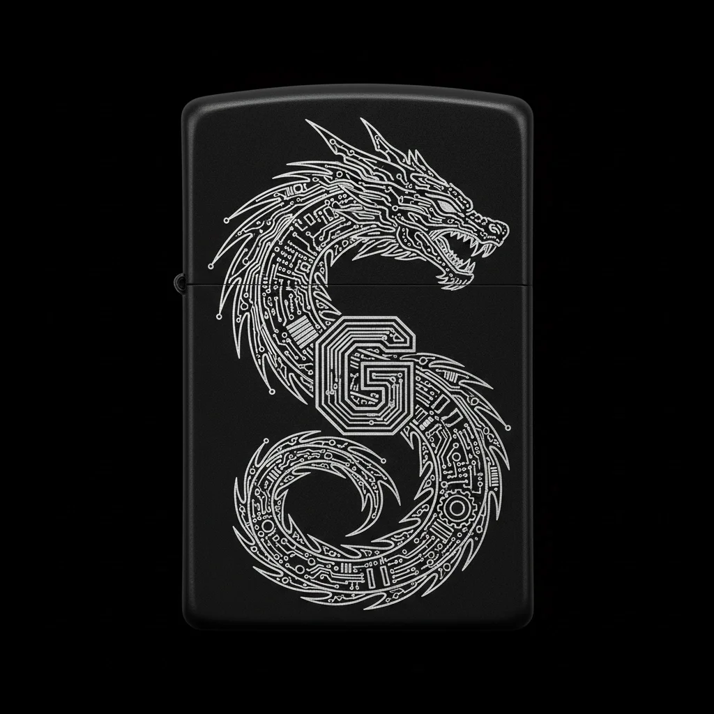 Zippo Ejderha Figürlü G Harfli Tasarım - V27