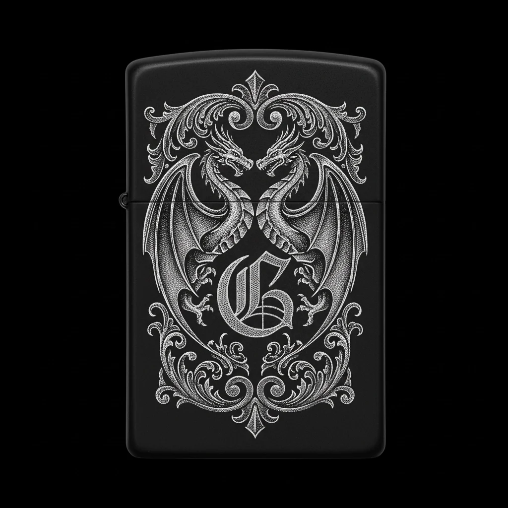 Zippo Ejderha Figürlü G Harfli Tasarım - V28