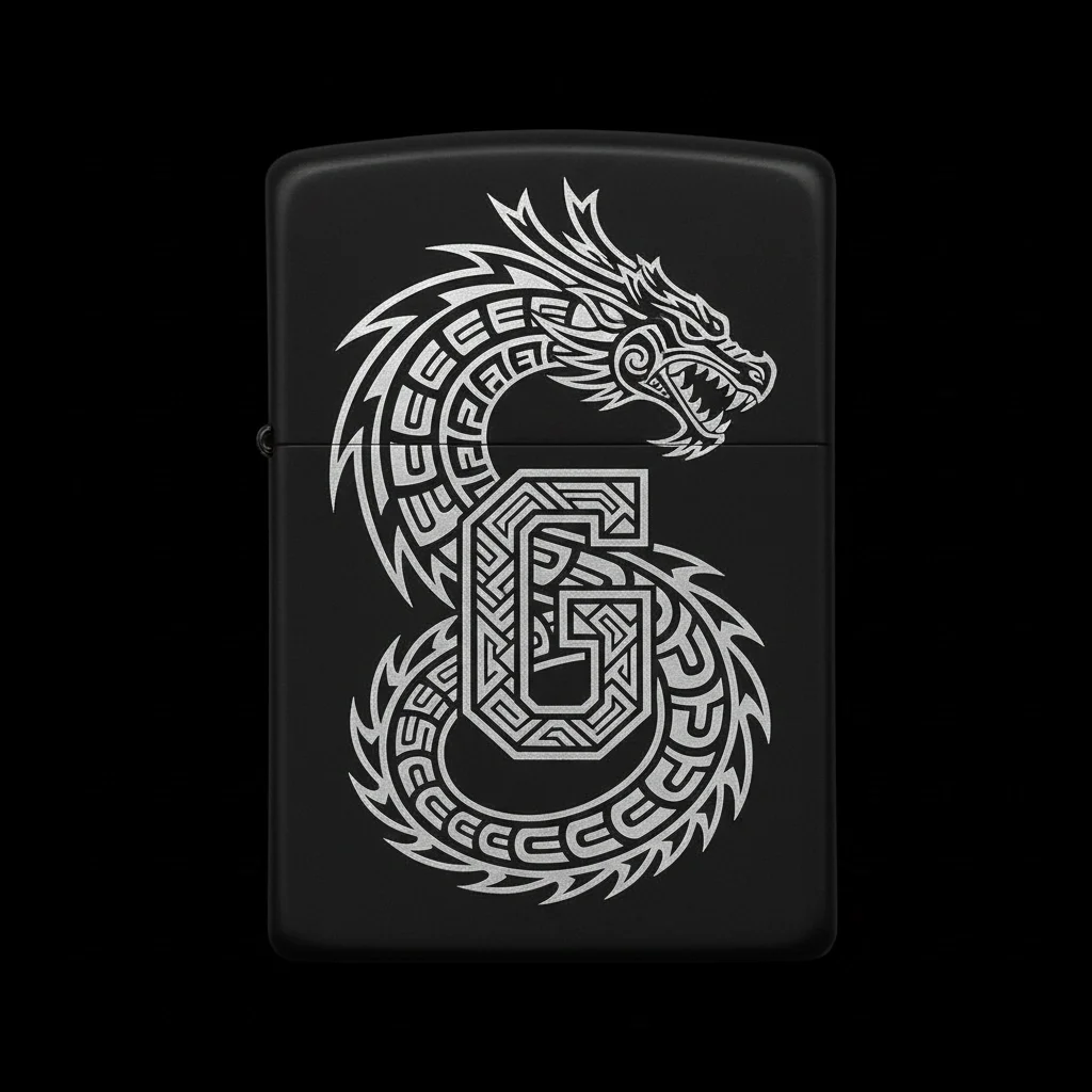 Zippo Ejderha Figürlü G Harfli Tasarım - V33