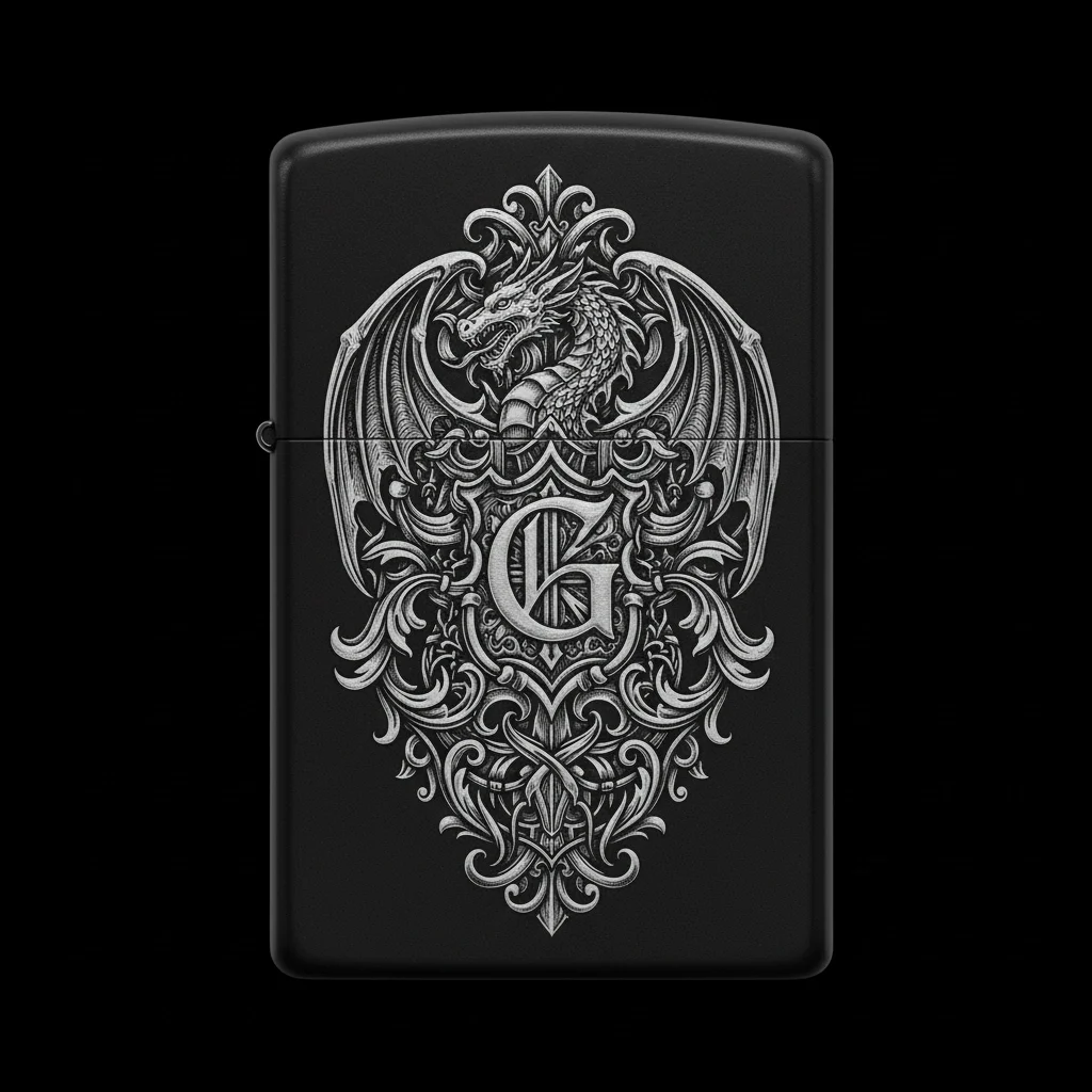 Zippo Ejderha Figürlü G Harfli Tasarım - V34