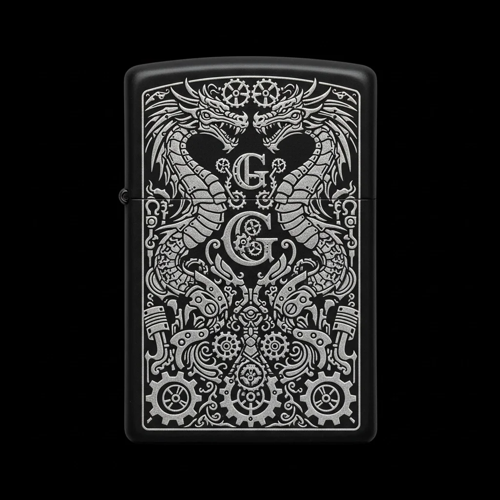 Zippo Ejderha Figürlü G Harfli Tasarım - V35