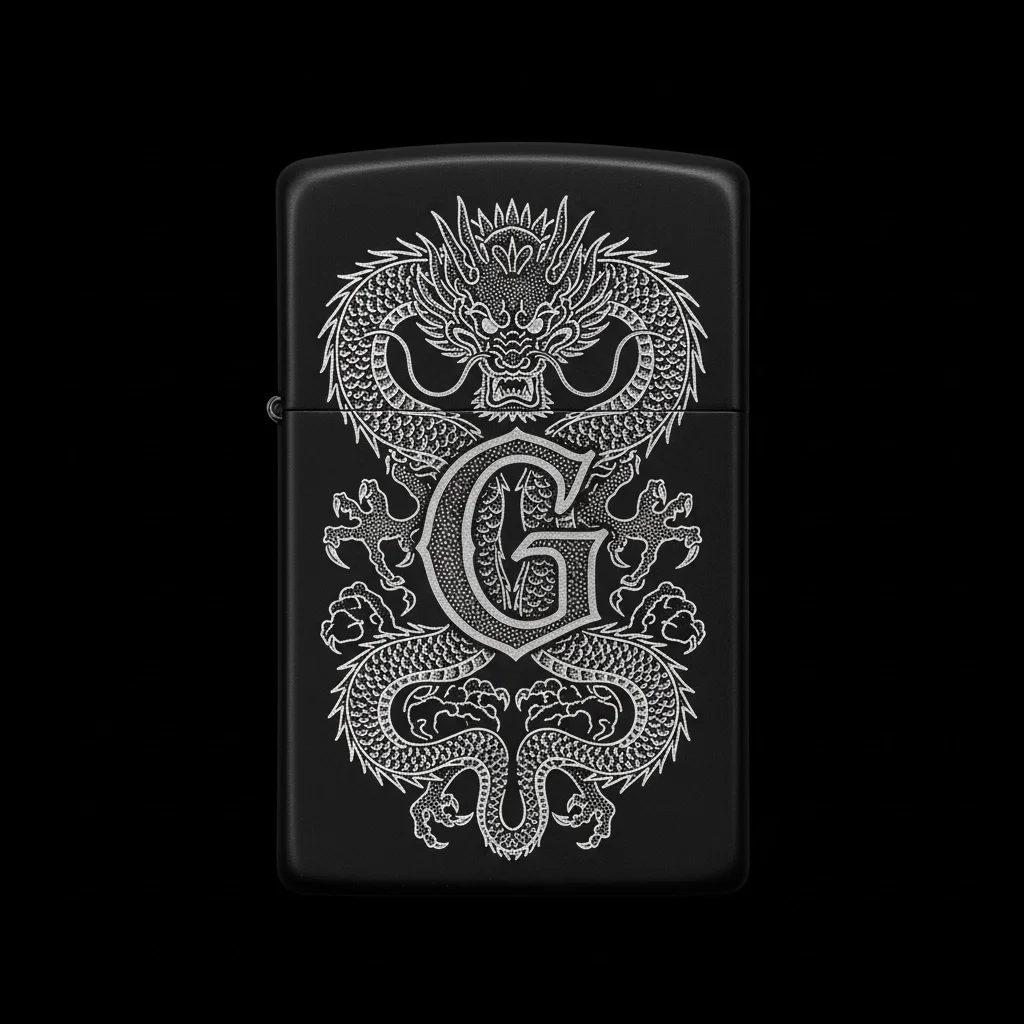 Zippo Ejderha Figürlü G Harfli Tasarım - V37