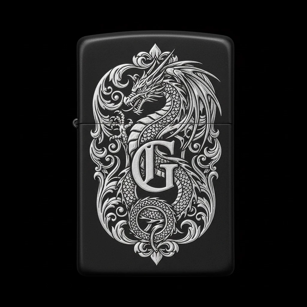 Zippo Ejderha Figürlü G Harfli Tasarım - V40