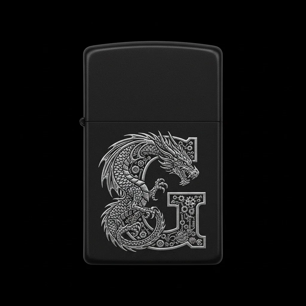 Zippo Ejderha Figürlü G Harfli Tasarım - V42