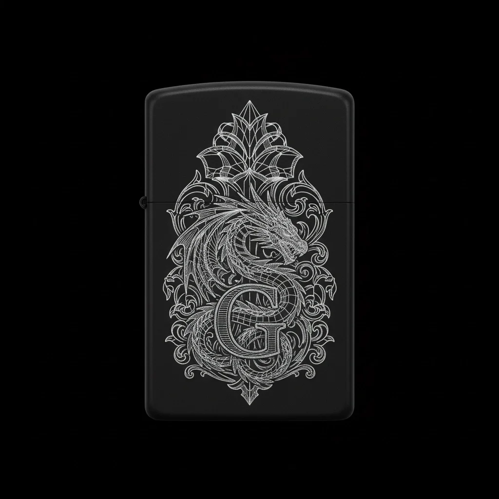 Zippo Ejderha Figürlü G Harfli Tasarım - V43