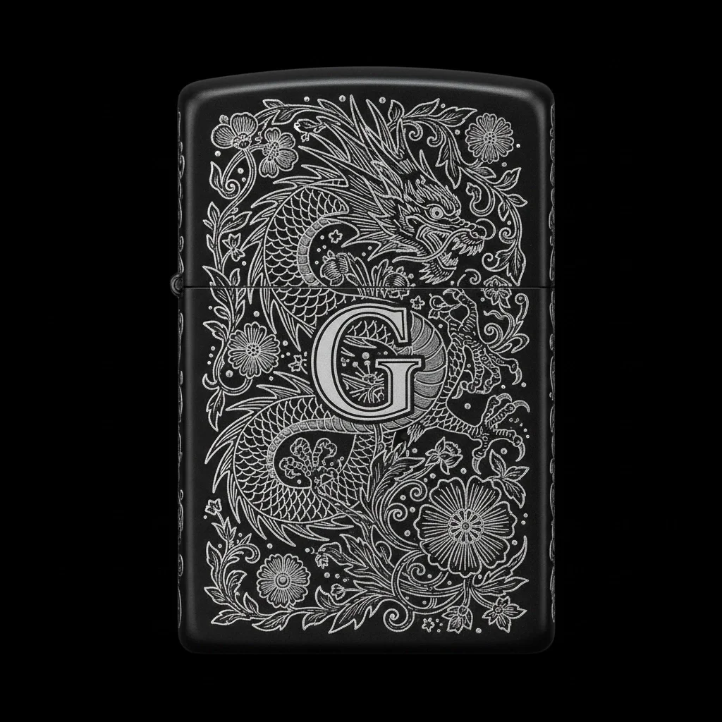 Zippo Ejderha Figürlü G Harfli Tasarım - V46