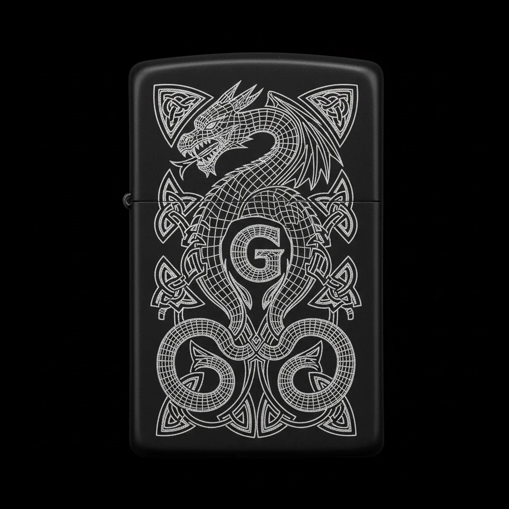 Zippo Ejderha Figürlü G Harfli Tasarım - V48