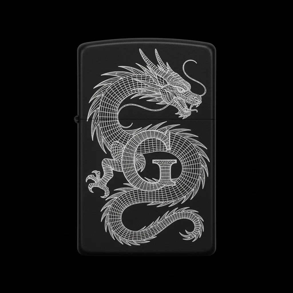 Zippo Ejderha Figürlü G Harfli Tasarım - V49
