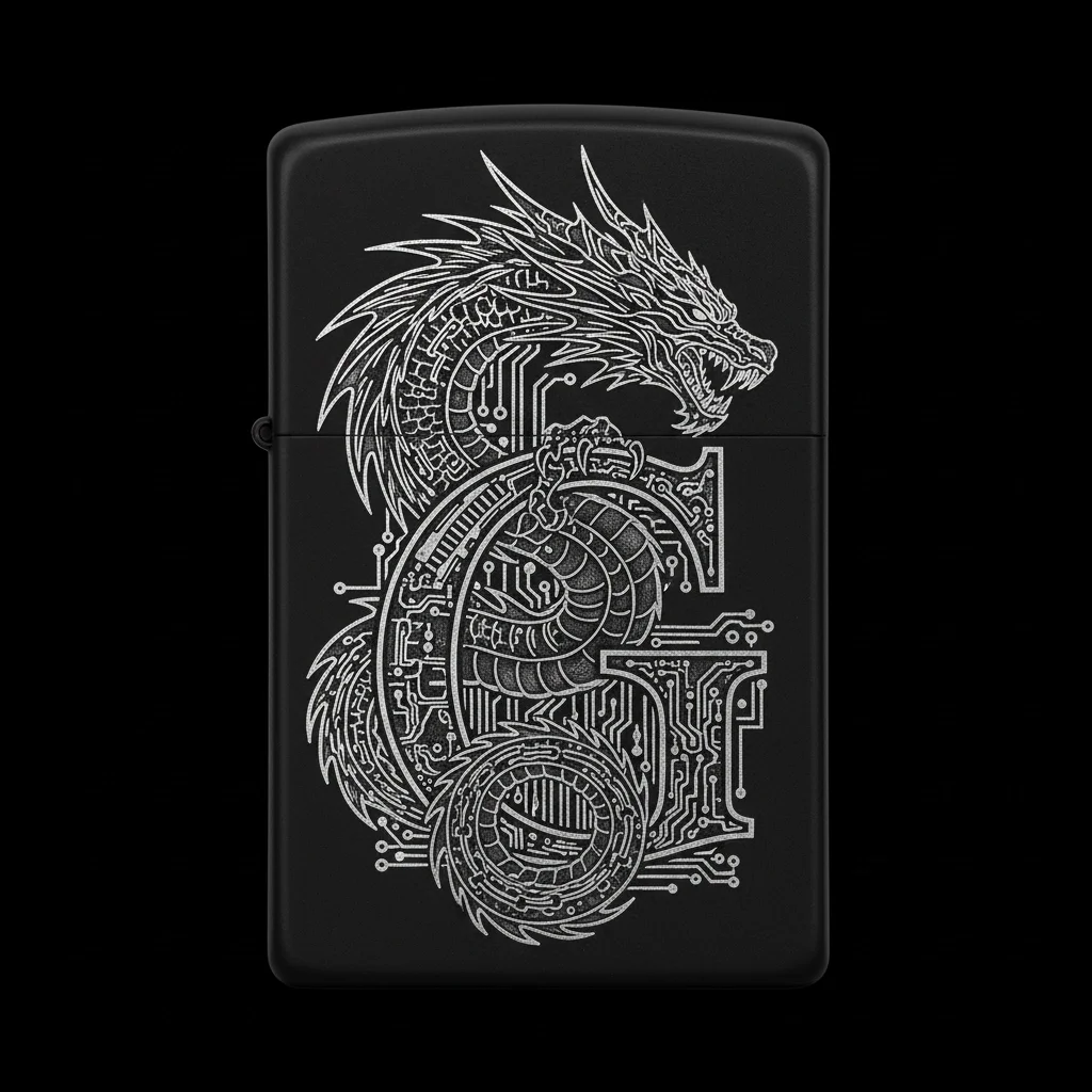 Zippo Ejderha Figürlü G Harfli Tasarım - V5