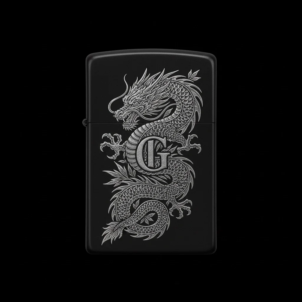 Zippo Ejderha Figürlü G Harfli Tasarım - V53