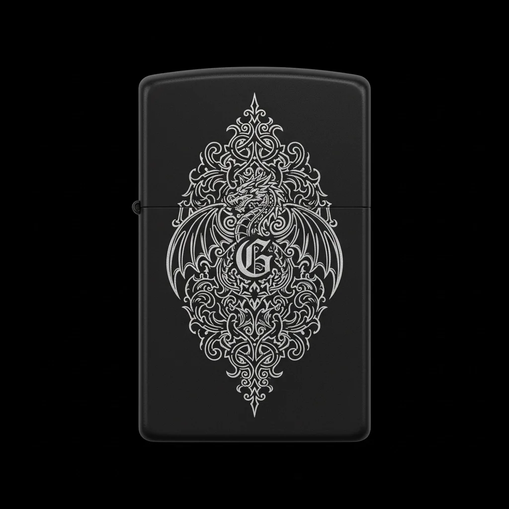 Zippo Ejderha Figürlü G Harfli Tasarım - V54
