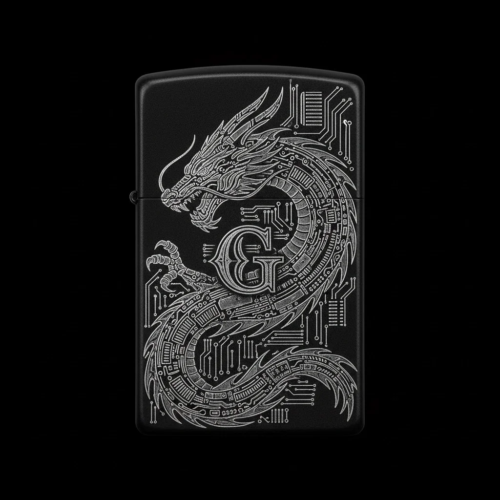Zippo Ejderha Figürlü G Harfli Tasarım - V62