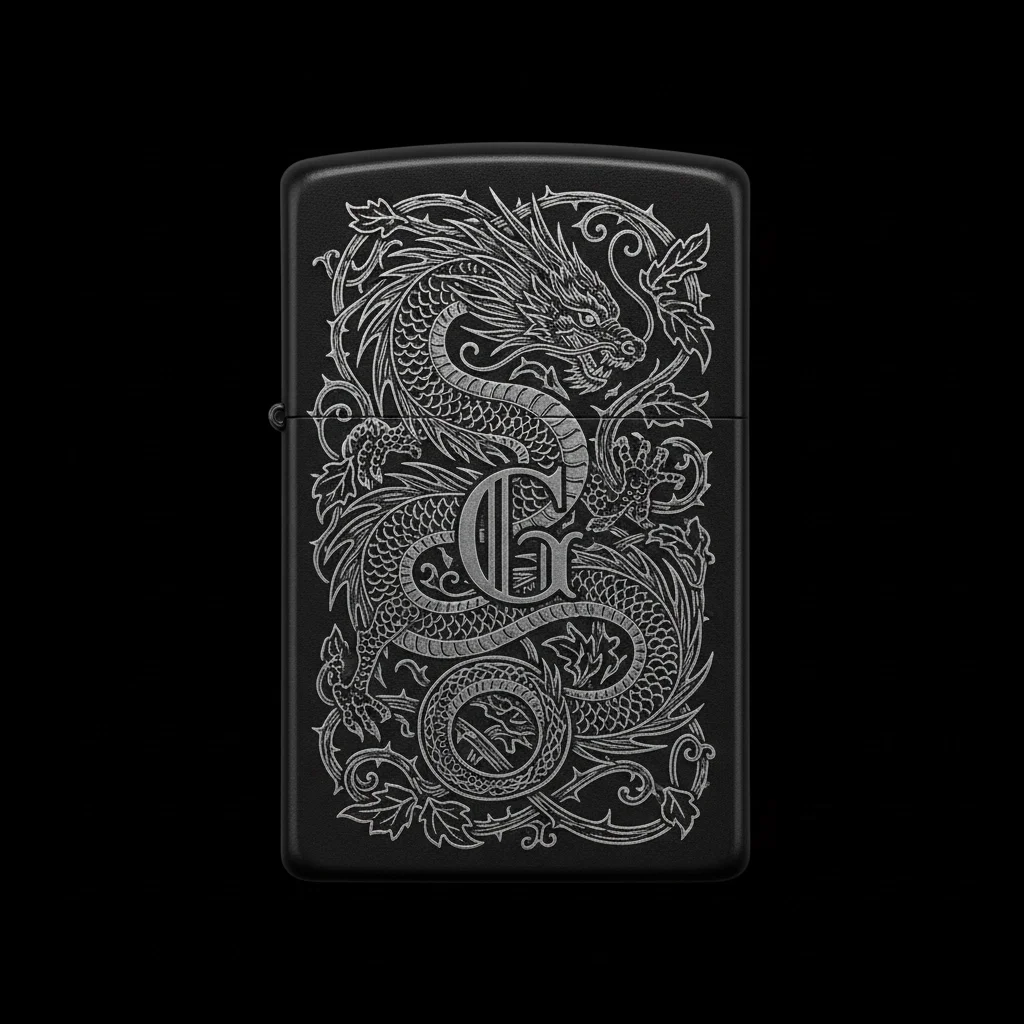 Zippo Ejderha Figürlü G Harfli Tasarım - V69