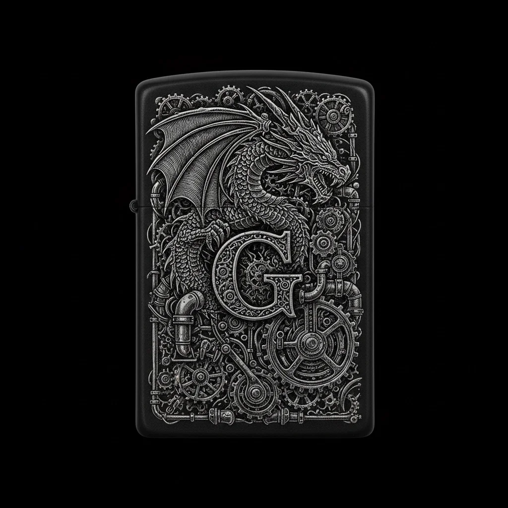 Zippo Ejderha Figürlü G Harfli Tasarım - V77