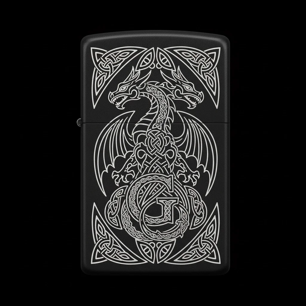 Zippo Ejderha Figürlü G Harfli Tasarım - V82