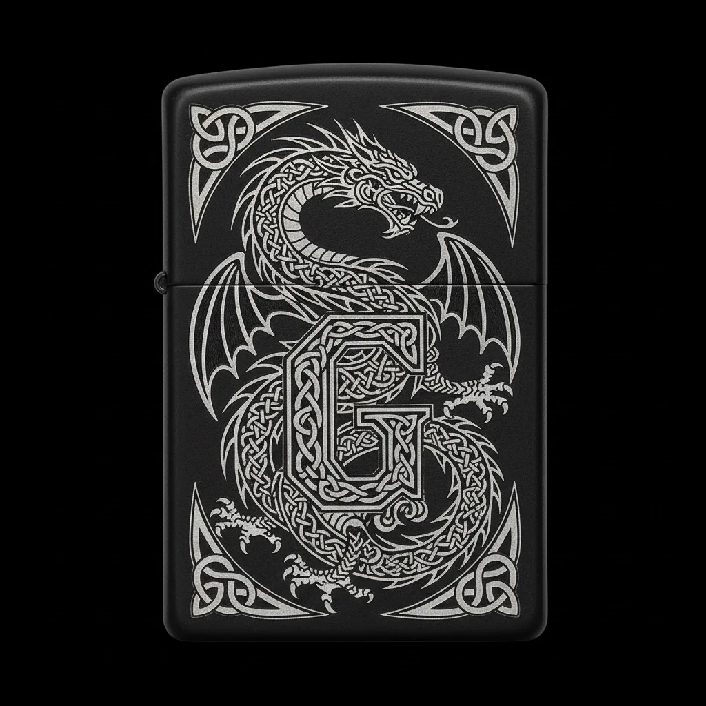 Zippo Ejderha Figürlü G Harfli Tasarım - V86