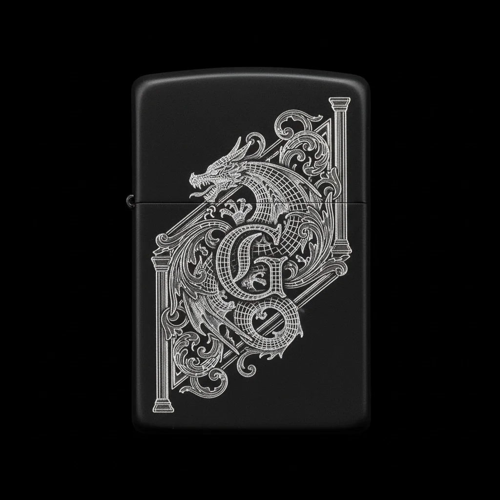 Zippo Ejderha Figürlü G Harfli Tasarım - V96