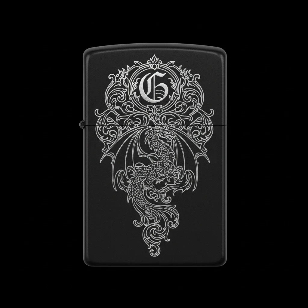 Zippo Ejderha Figürlü G Harfli Tasarım - V97