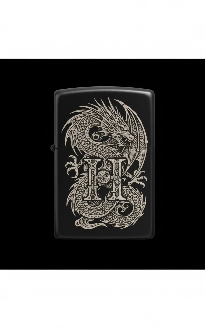 Zippo Ejderha Figürlü H Harfli Tasarım - V20