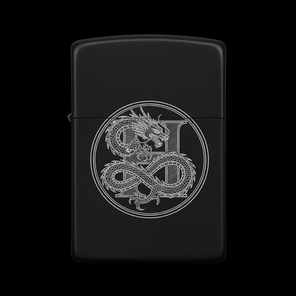 Zippo Ejderha Figürlü H Harfli Tasarım - V22