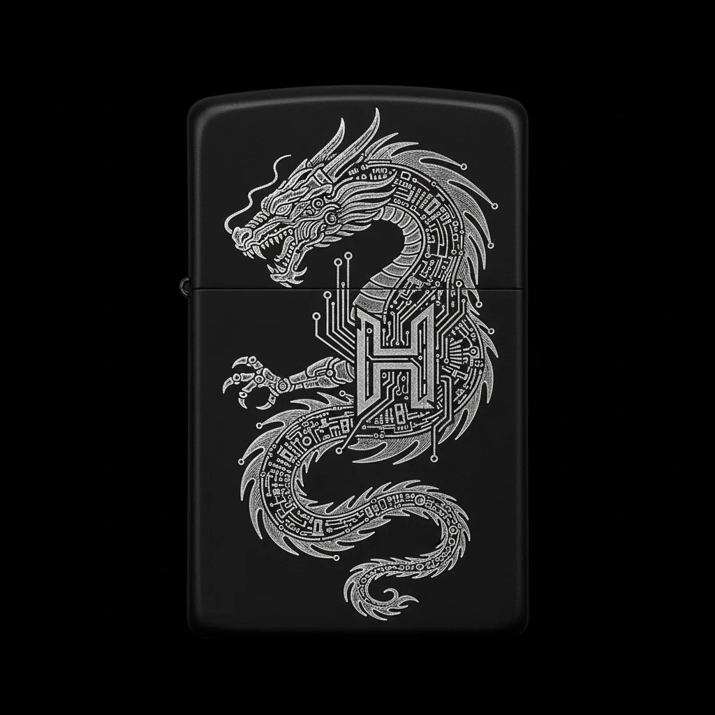 Zippo Ejderha Figürlü H Harfli Tasarım - V24