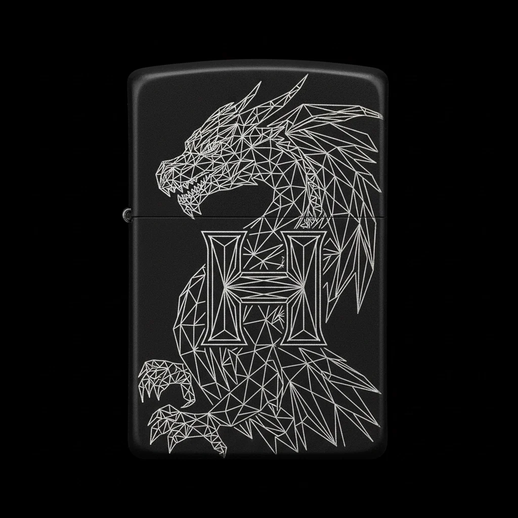 Zippo Ejderha Figürlü H Harfli Tasarım - V31