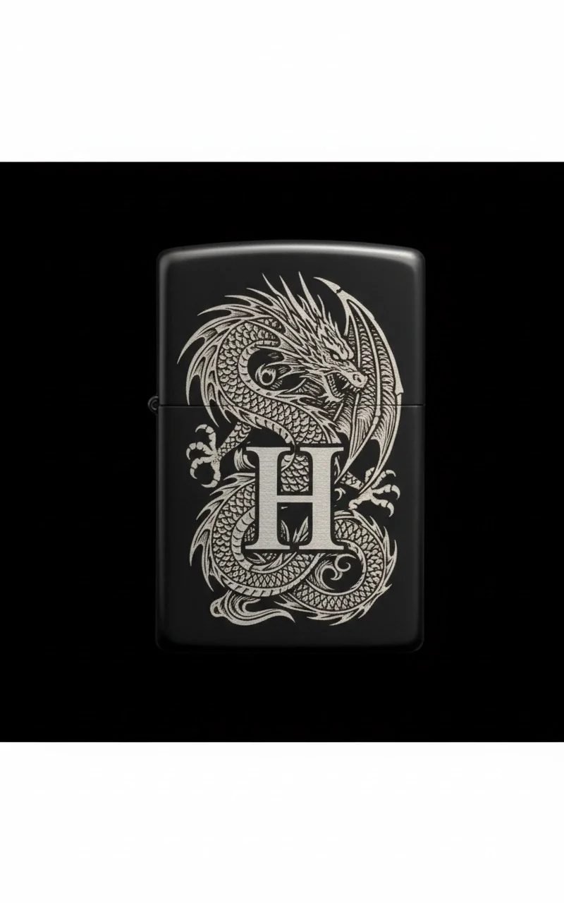 Zippo Ejderha Figürlü H Harfli Tasarım - V49