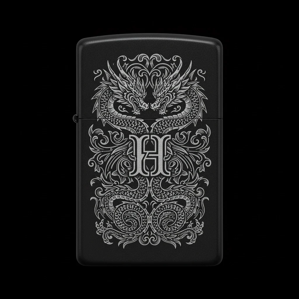 Zippo Ejderha Figürlü H Harfli Tasarım - V50