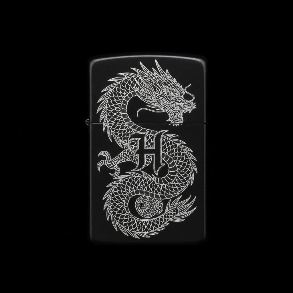 Zippo Ejderha Figürlü H Harfli Tasarım - V67