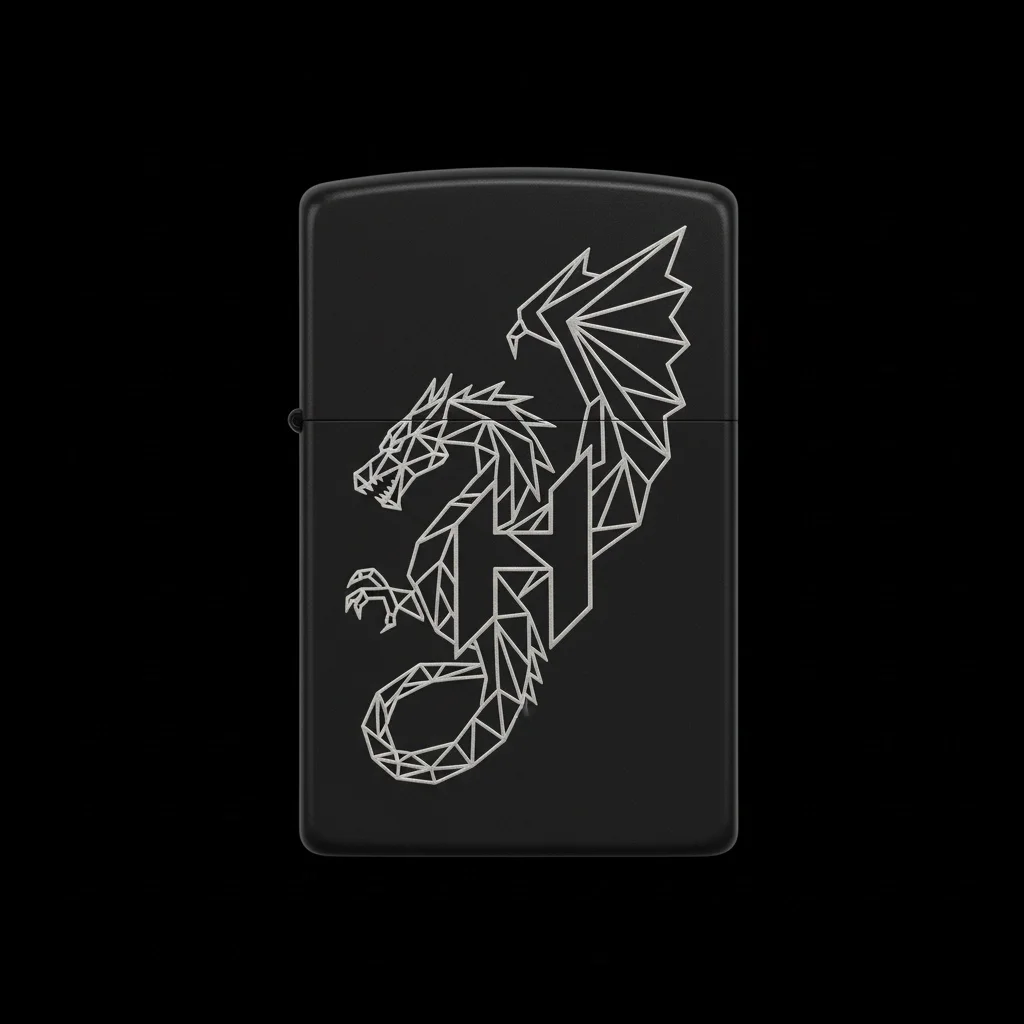 Zippo Ejderha Figürlü H Harfli Tasarım - V69