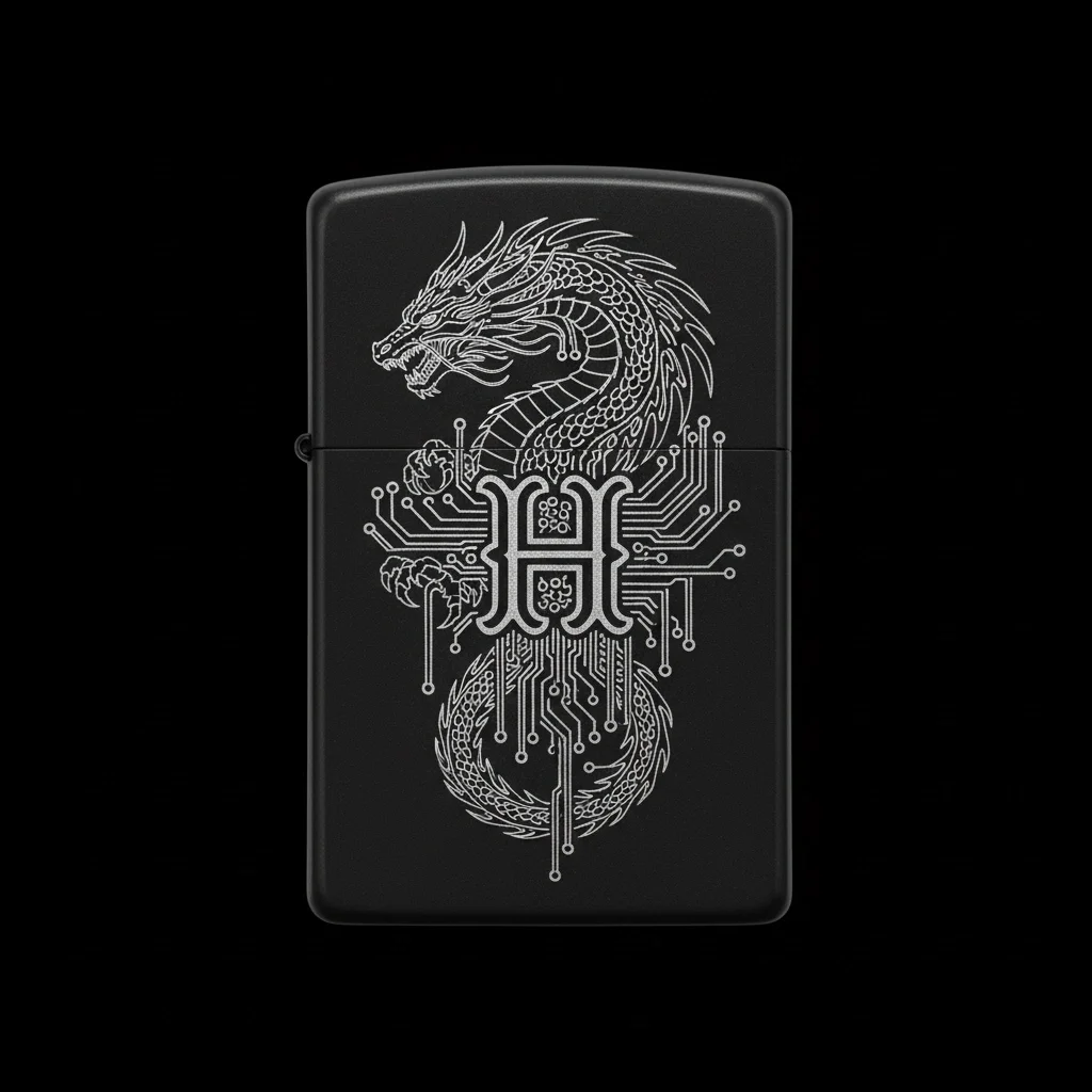 Zippo Ejderha Figürlü H Harfli Tasarım - V70