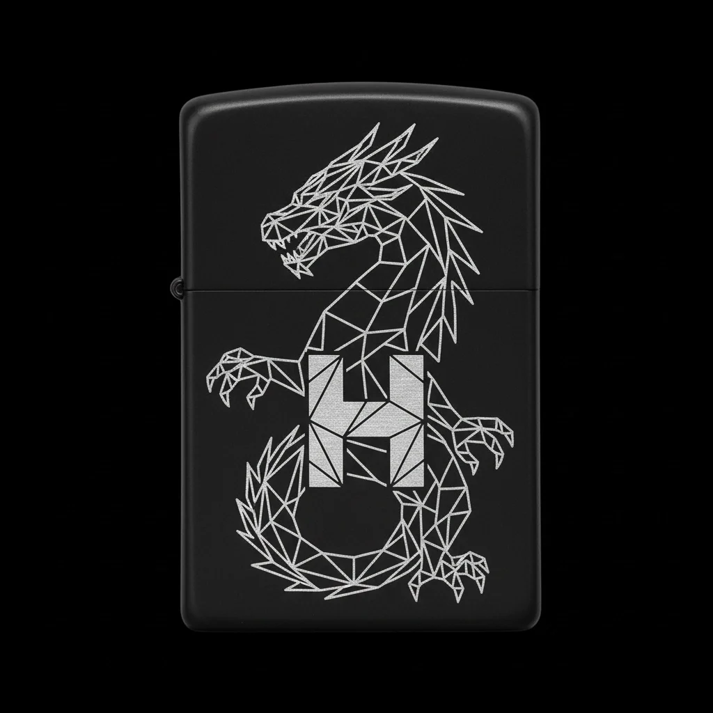 Zippo Ejderha Figürlü H Harfli Tasarım - V75