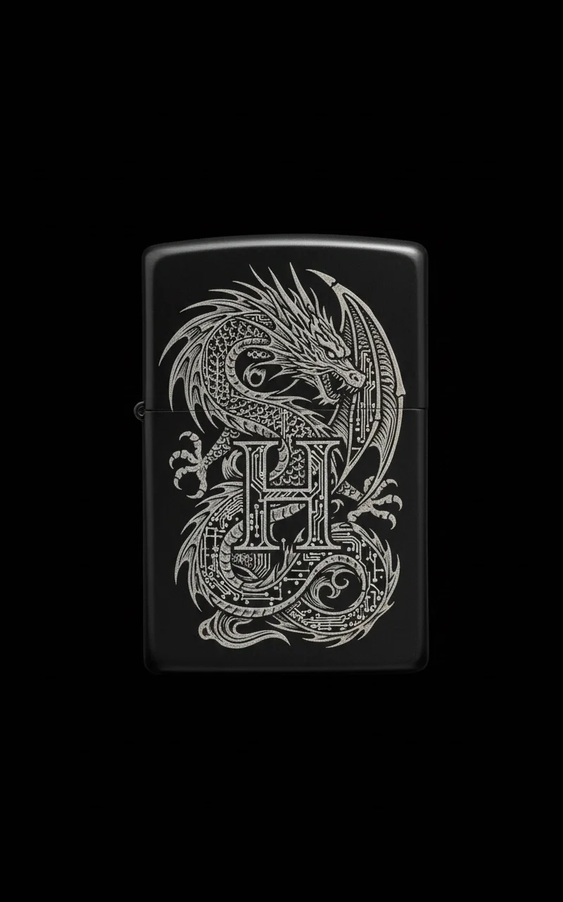Zippo Ejderha Figürlü H Harfli Tasarım - V76