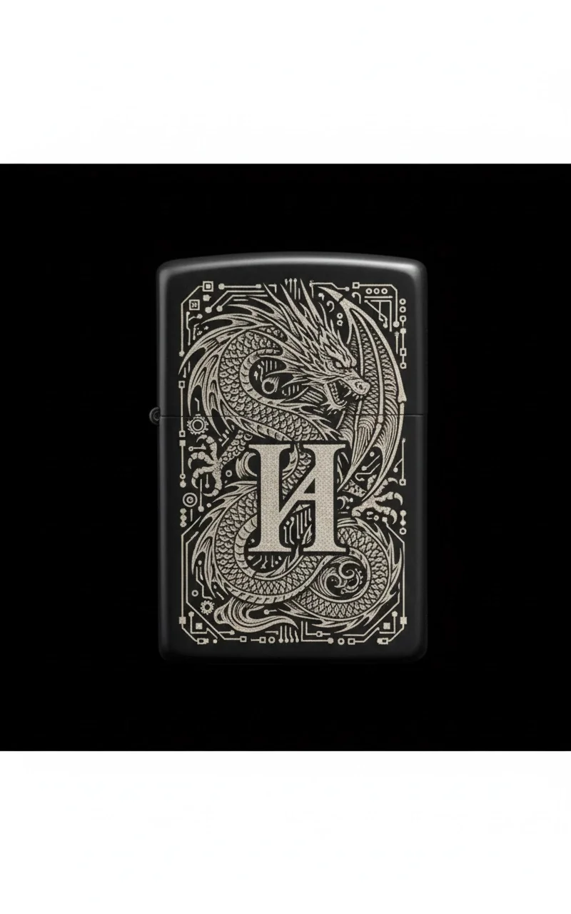 Zippo Ejderha Figürlü H Harfli Tasarım - V77
