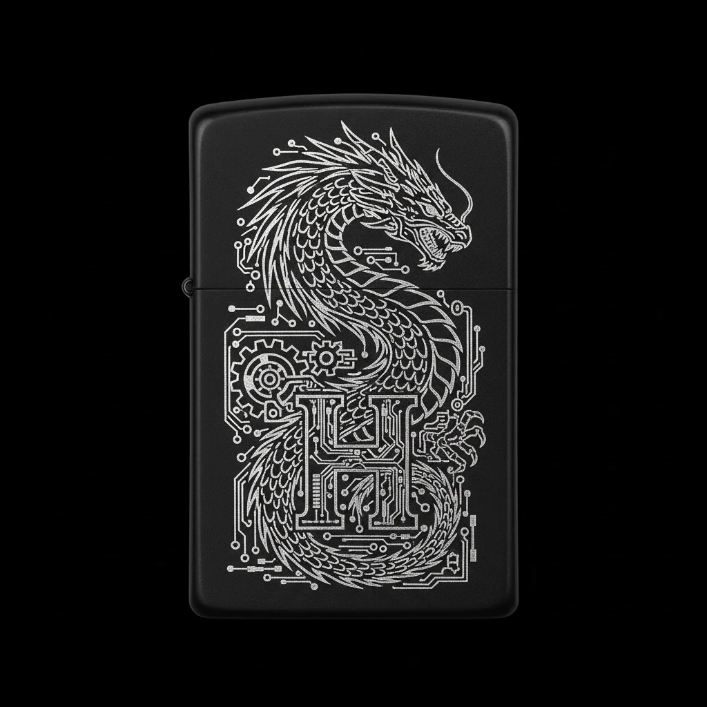 Zippo Ejderha Figürlü H Harfli Tasarım - V78