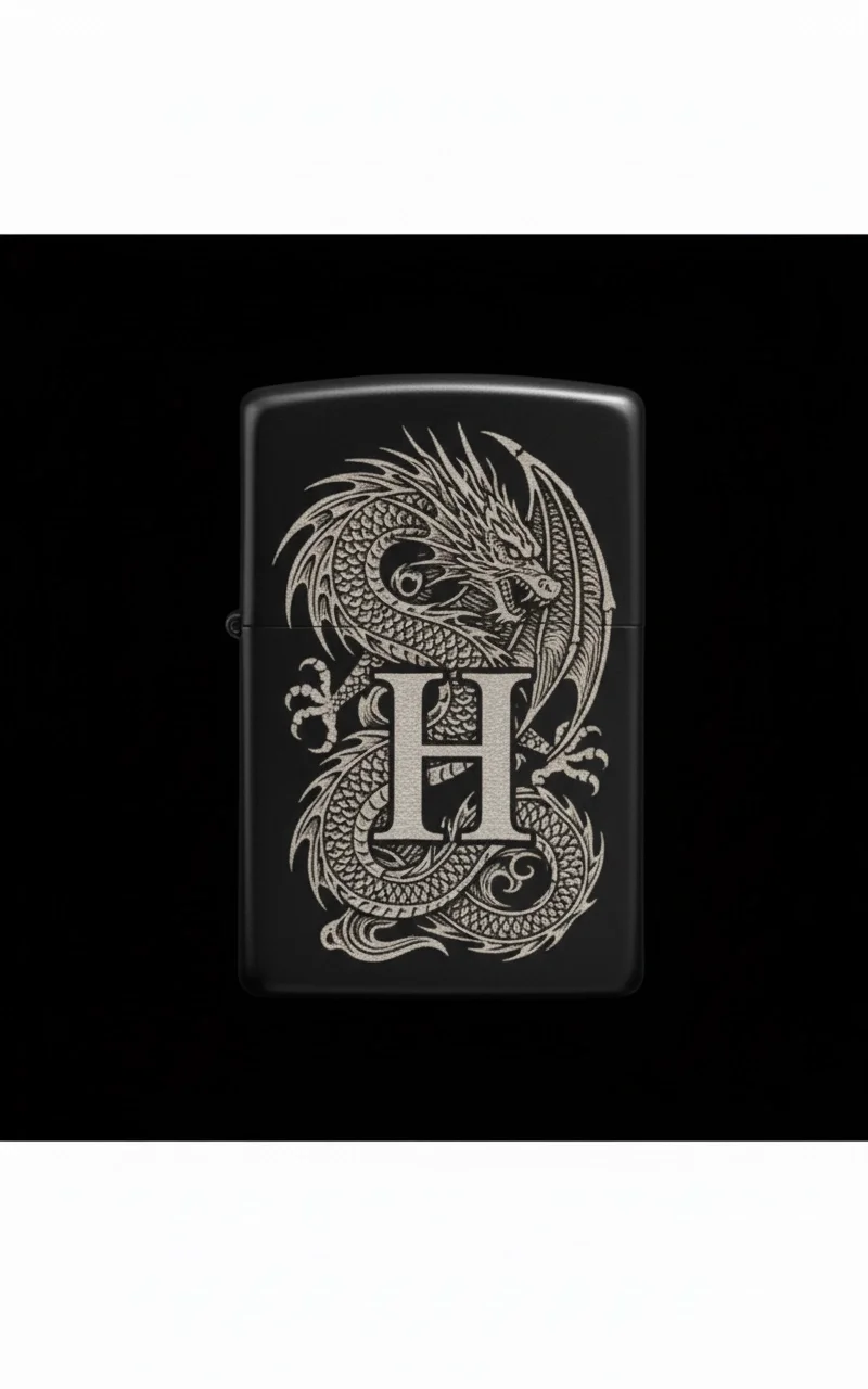 Zippo Ejderha Figürlü H Harfli Tasarım - V79