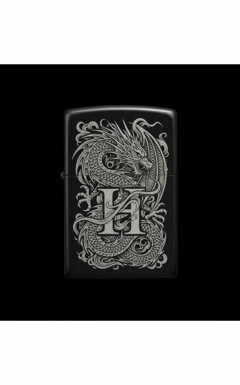 Zippo Ejderha Figürlü H Harfli Tasarım - V8