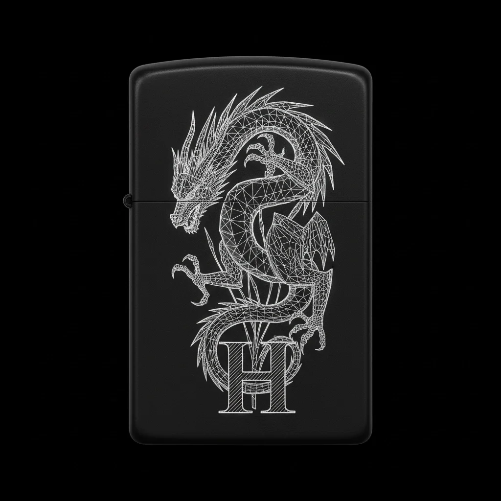 Zippo Ejderha Figürlü H Harfli Tasarım - V84
