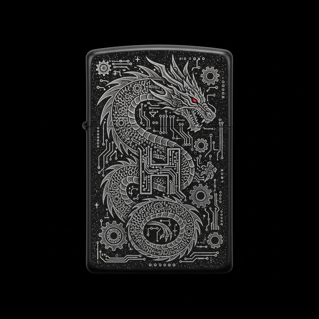 Zippo Ejderha Figürlü H Harfli Tasarım - V87