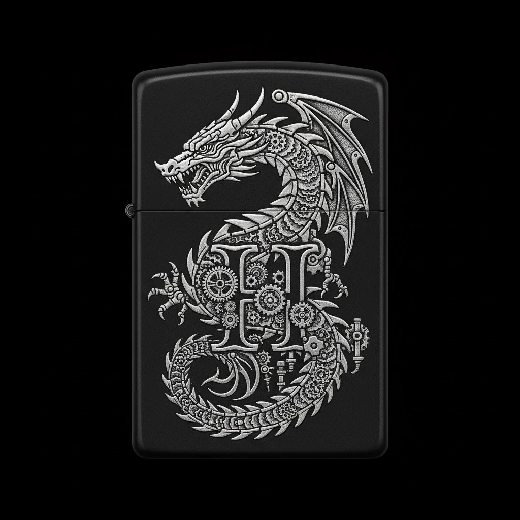 Zippo Ejderha Figürlü H Harfli Tasarım - V88