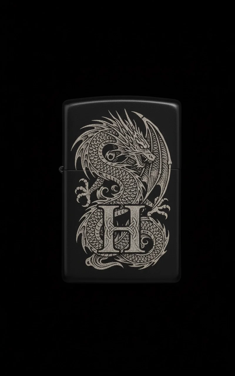 Zippo Ejderha Figürlü H Harfli Tasarım - V89
